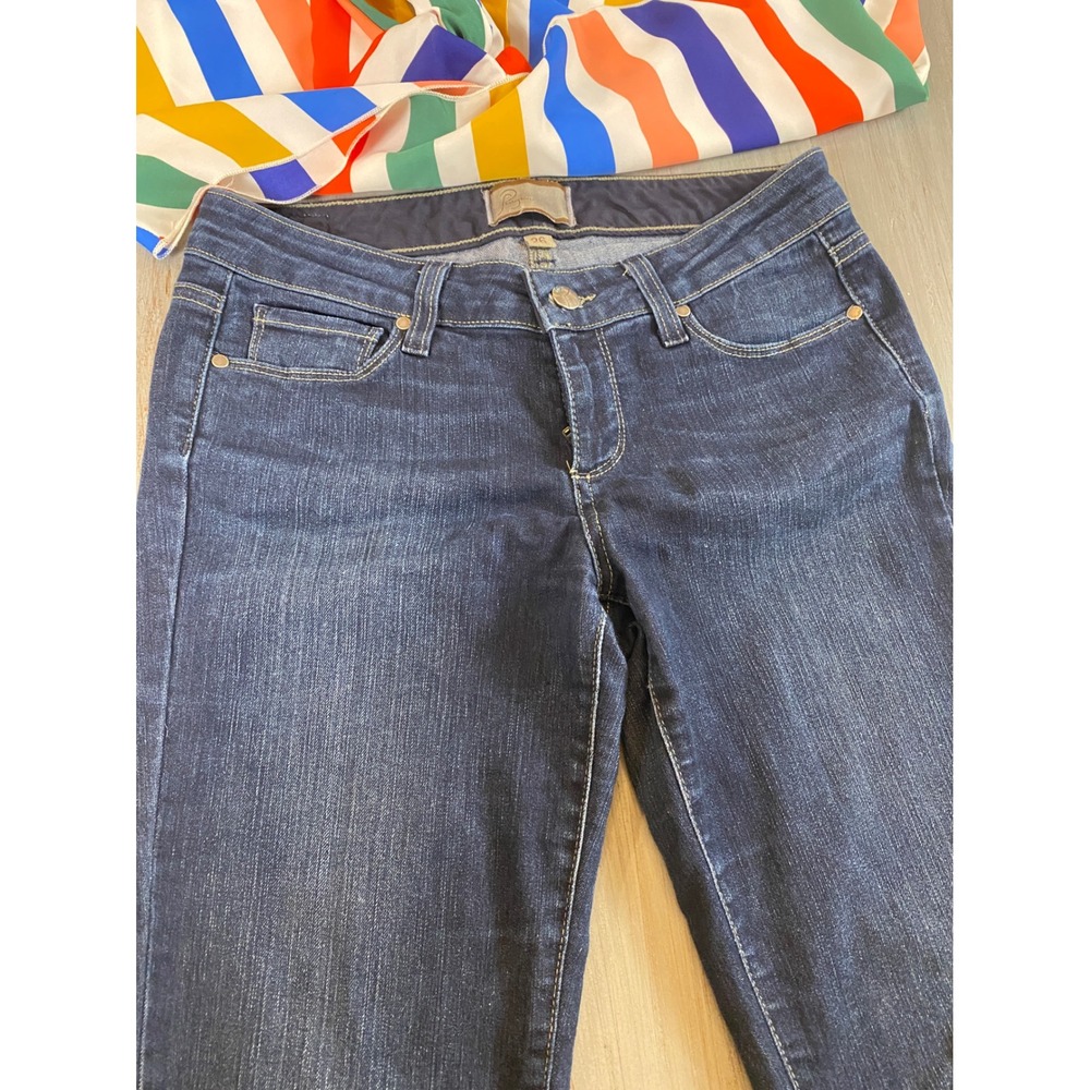 Paige Holly Petite Flare Jeans Dark Wash Blue Denim Size 26 Made in USA - Picture 3 of 16